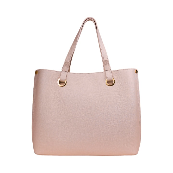 Moranti táska, natúr bőr, borsó textúra, 28x34x12cm, Púderrózsaszín, 28x34x12