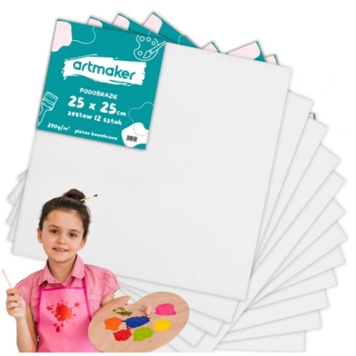 Set 12 Panza, Calitate Ridicata, 100% Bumbac, Potrivita Pentru Multe Tehnici De Pictura, 25x25 cm, Alb