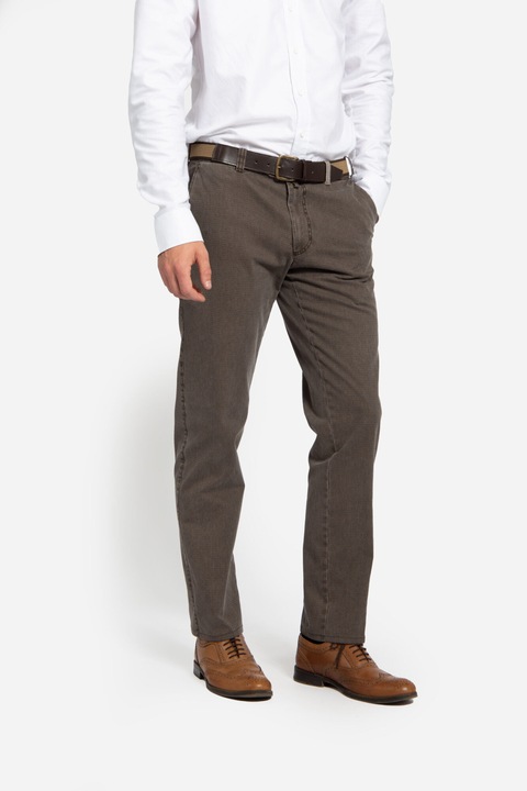 Pantaloni spalati din tesatura elastica GRAZIANO-MF maro, XL INTL