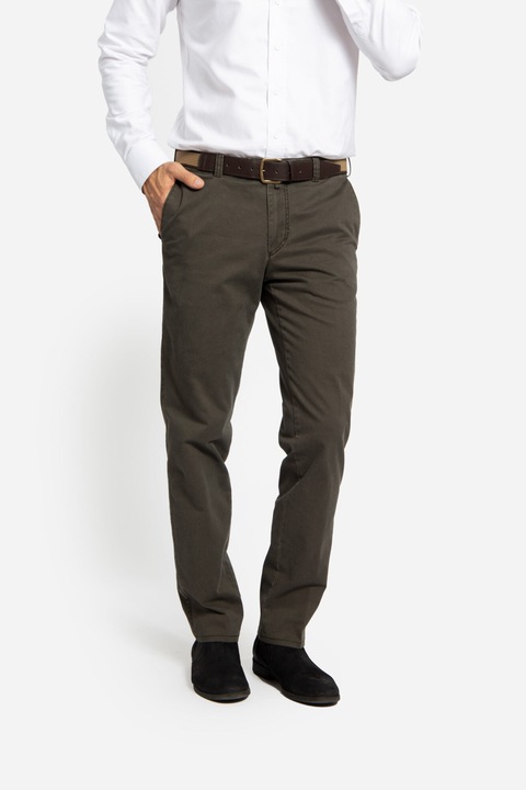 Pantaloni spalati din tesatura elastica GRAZIANO-MF Verde masliniu, M INTL