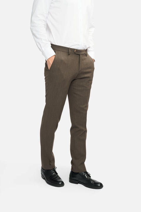 Pantaloni clasici Amadeo slim-fit, ciocolatiu, Ciocolatiu