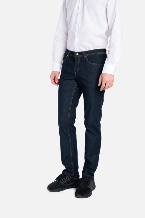 Pantaloni casual denim slim, gri inchis, L INTL