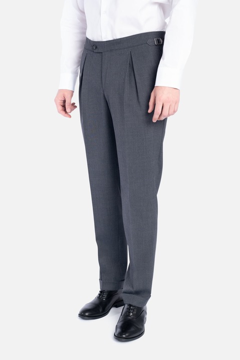 Pantaloni clasici cu pense Portofino, gri mediu, Gri inchis