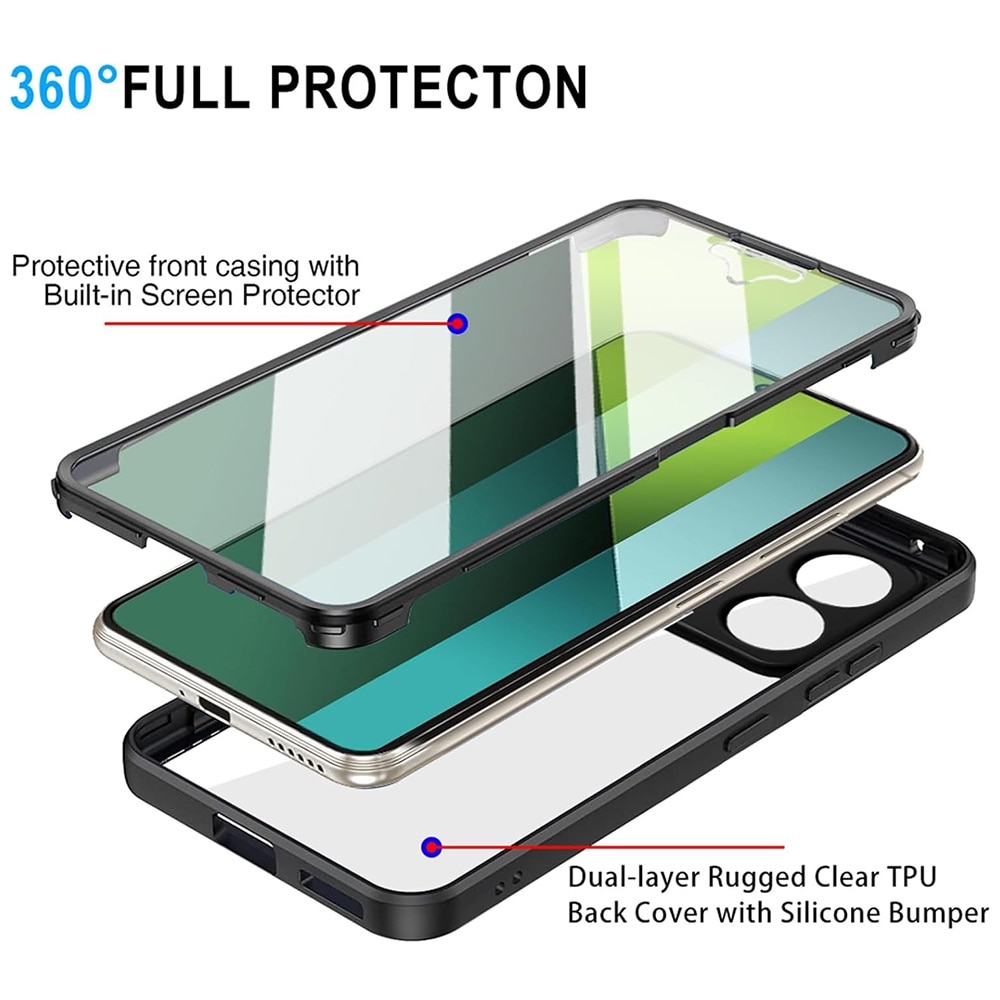 Pachet 360: Husa cu folie integrata pentru Xiaomi Redmi Note 13 Pro 5G Cover360 fata / spate - negru