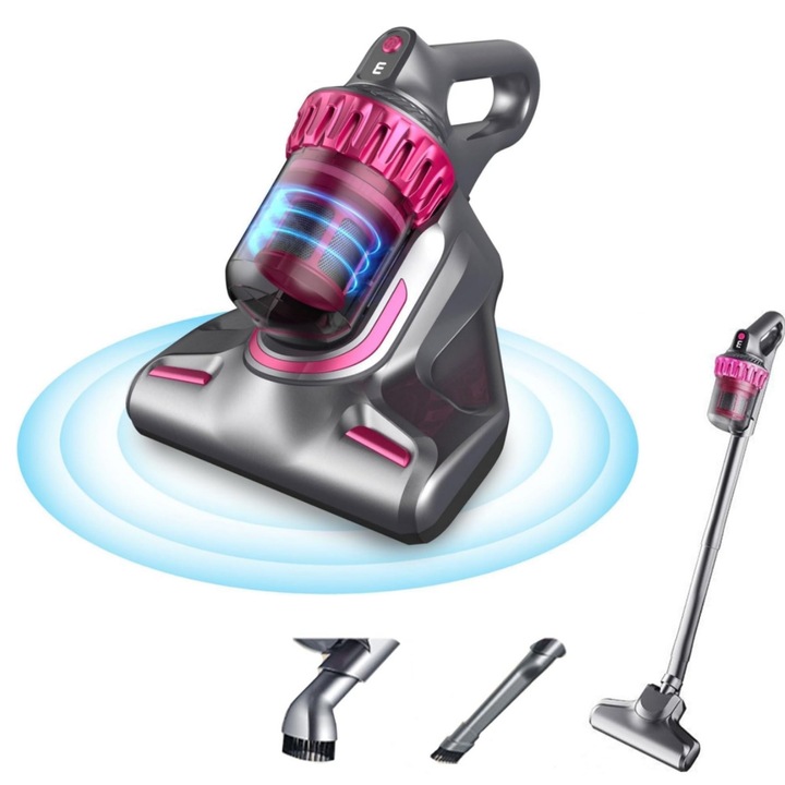 Прахосмукачка за легло XINLOSHU, Анти-акарна, безжична, 3 в 1, дълбока хигиенизация, леа и маневрена, 10000Pa, 8000 вибрации в минута, червен