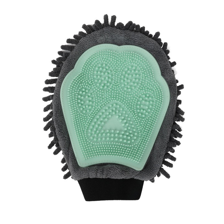 Manusi baie animale dublu fata, verde, marime universala