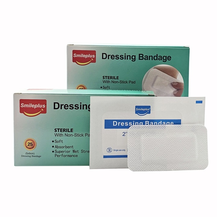 Стерилен самозалепващ се пластир с абсорбиращо тяло, Darklove, 25 бр., Дишащ, Хипоалергенен, Преносим, Прахоустойчив, Абсорбиращ, Лесен за използване, Не се отделя лесно, За защита на всички рани, 5x9 см, Бял