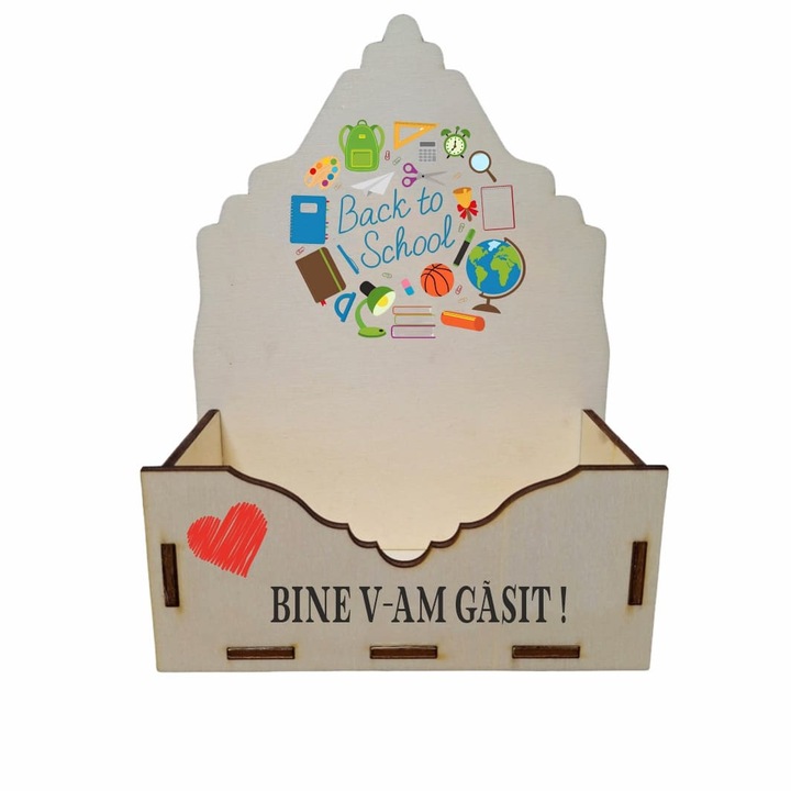 Cutie Aranjamente Florale, Lemn, Scoala, 15x7cm, CBSUV004