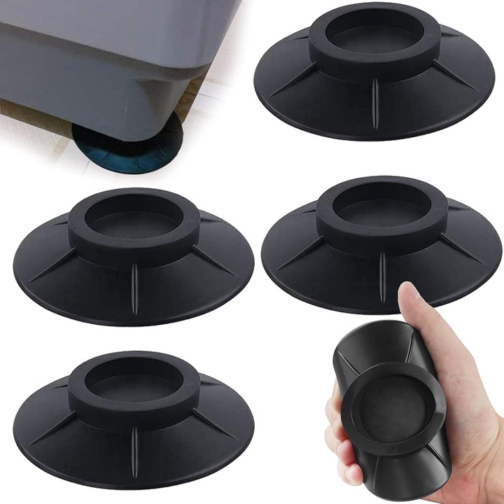 Set 4 Amortizoare pentru Masina de Spalat, Cauciuc, Negru, 10x4x1cm