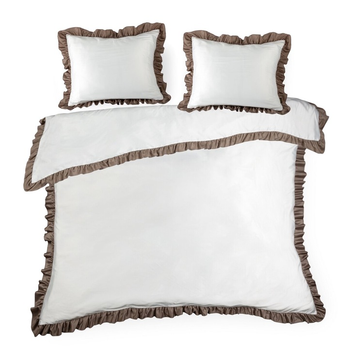 Lenjerie de pat valances ELIZA 220 x 200 cm Eurofirany alb