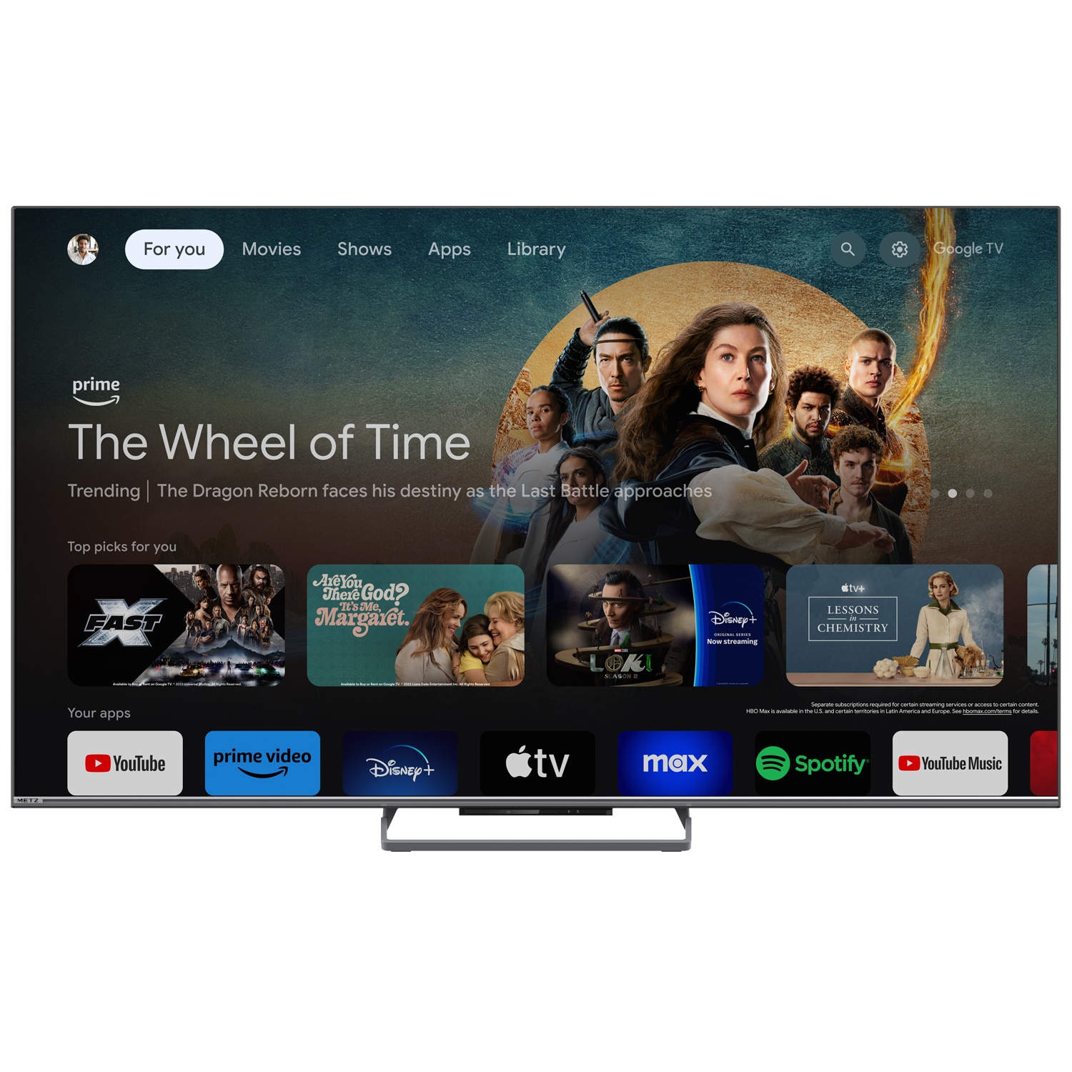 Televizor METZ QLED 55MQE8000, 139 cm, Smart Google TV, 4K Ultra HD, 100 Hz, Clasa F (Model 2024)