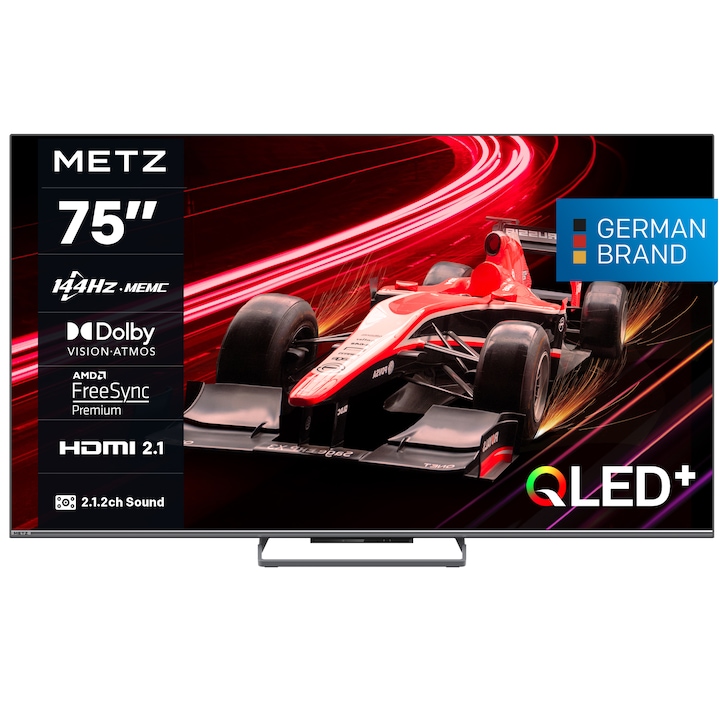 Телевизор METZ QLED 75MQE8000, 75" (189 см), Smart Google TV, 4K Ultra HD, 100 Hz, Клас F (Модел 2024)