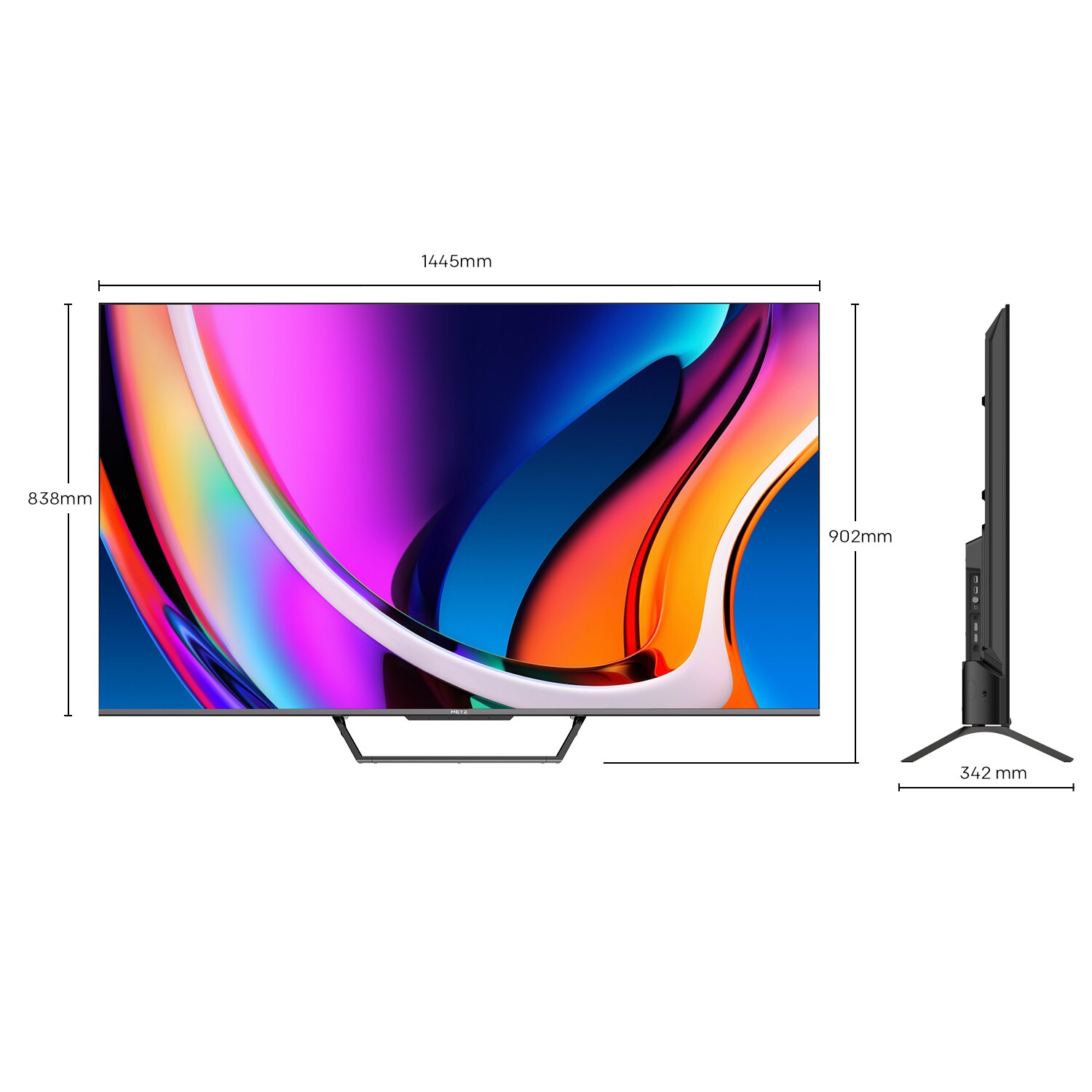 Televizor METZ QLED 65MQD7500, 164 cm, Smart Google TV, 4K Ultra HD, Clasa F (Model 2024)