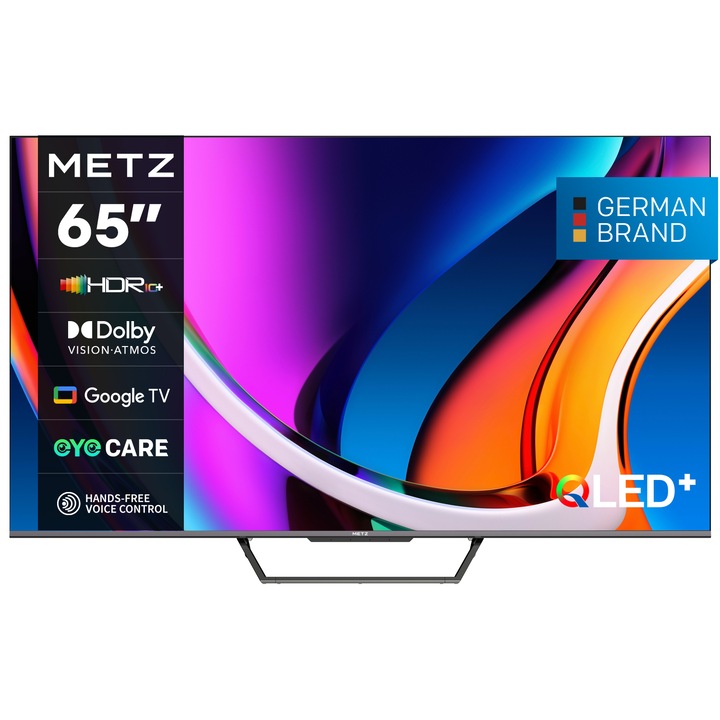 Televizor METZ QLED 65MQD7500, 164 cm, Smart Google TV, 4K Ultra HD, Clasa F (Model 2024)