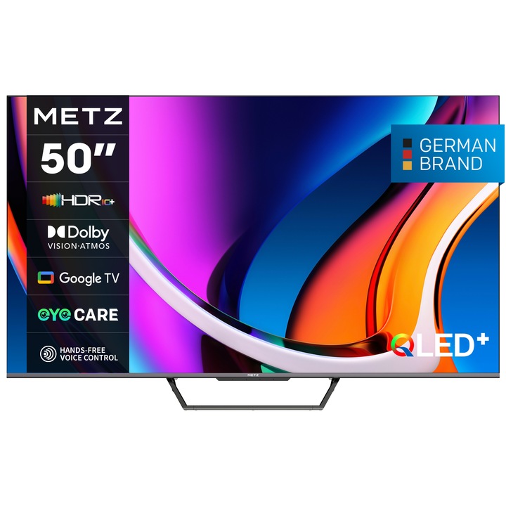 Телевизор METZ QLED 50MQD7500, 50" (126 см), Smart Google TV, 4K Ultra HD, Клас F (Модел 2024)