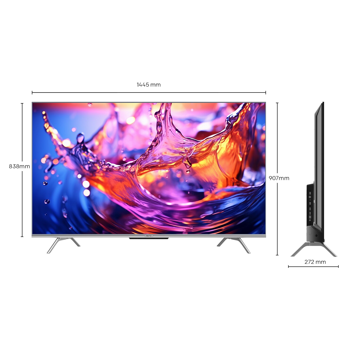 Televizor METZ LED 65MUD7000, 164 cm, Smart Google TV, 4K Ultra HD, Clasa F (Model 2024)