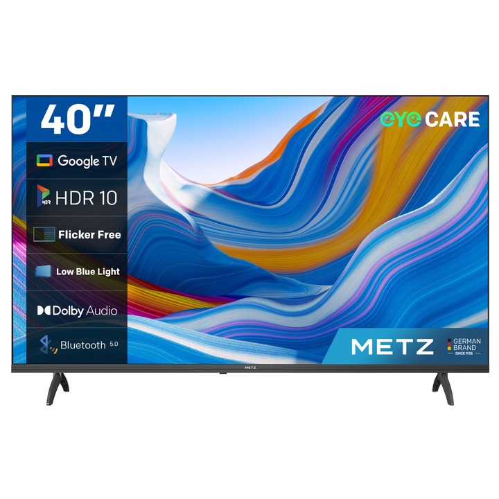 Televizor METZ LED 40MTE6000, 101 cm, Smart Google TV, Full HD, Clasa E (Model 2024)