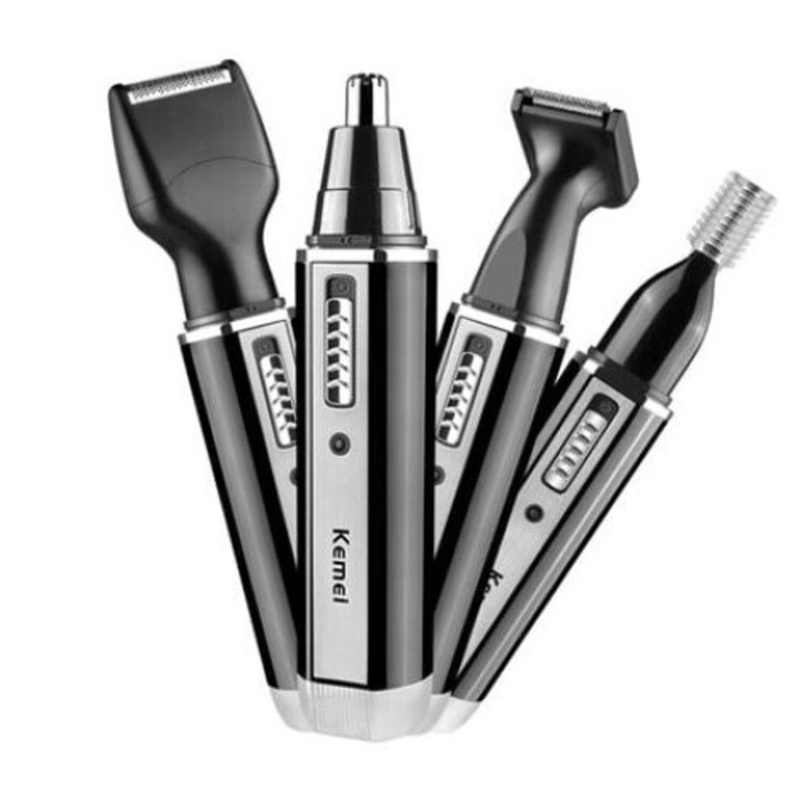 Set Aparat de Tuns 4 in 1 Kemei KM-6630, Reincarcabil USB, Negru