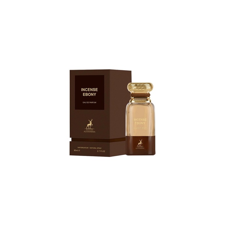 Eau de Parfum készlet, Alhambra, ébenfa tömjén, unisex, 80 ml, újratölthető utazó készlettel, 10 ml