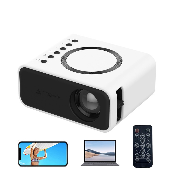 LYCENXI Мини видео проектор, wifi, 320x240, черно/бял