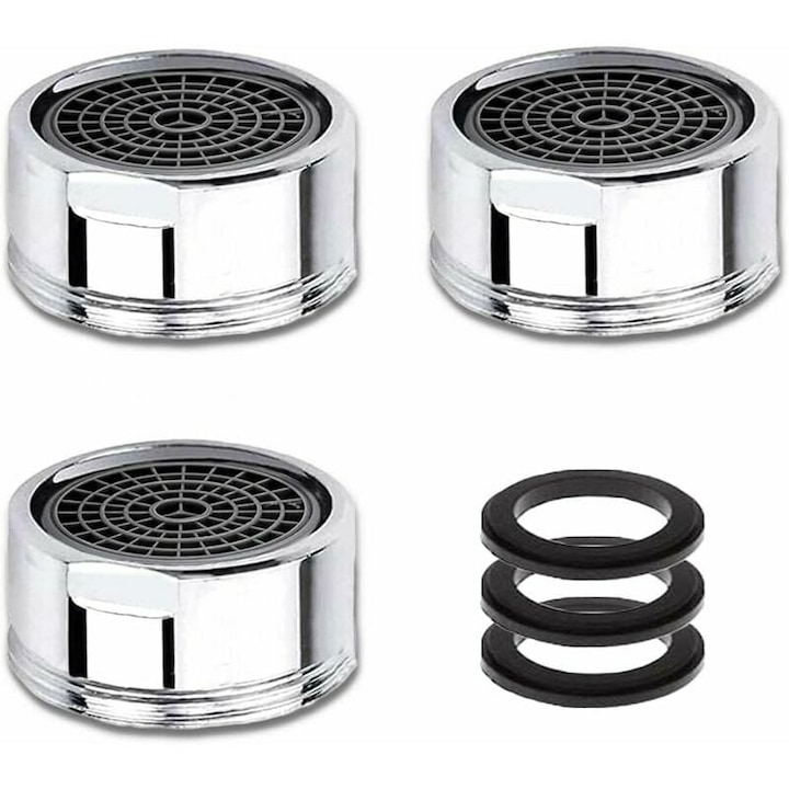 Aerator de robinet M20, 3 bucati de aerator de robinet pentru economisirea apei cu filtru din otel inoxidabil, aerator cu filtru pentru apa de la robinet (filet exterior de 20 mm)