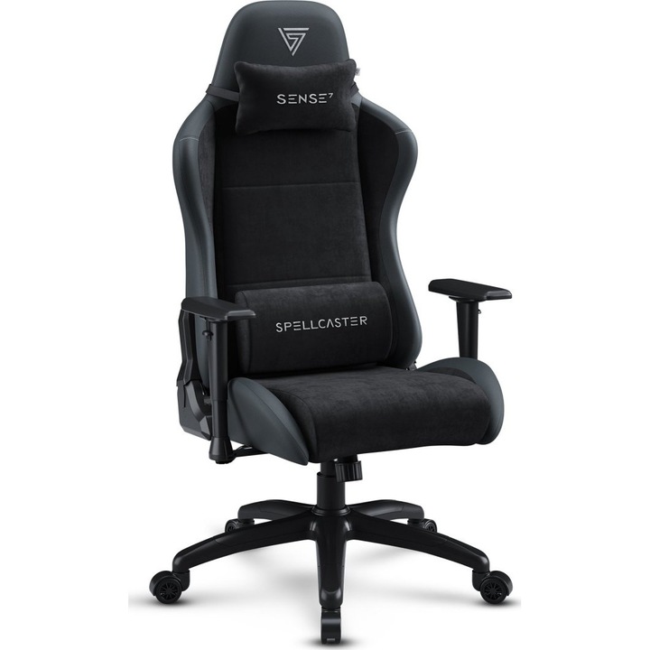 Gaming szék SENSE7 Spellcaster FUKU XL méretű, ökológiai bőr, 160 kg, fekete