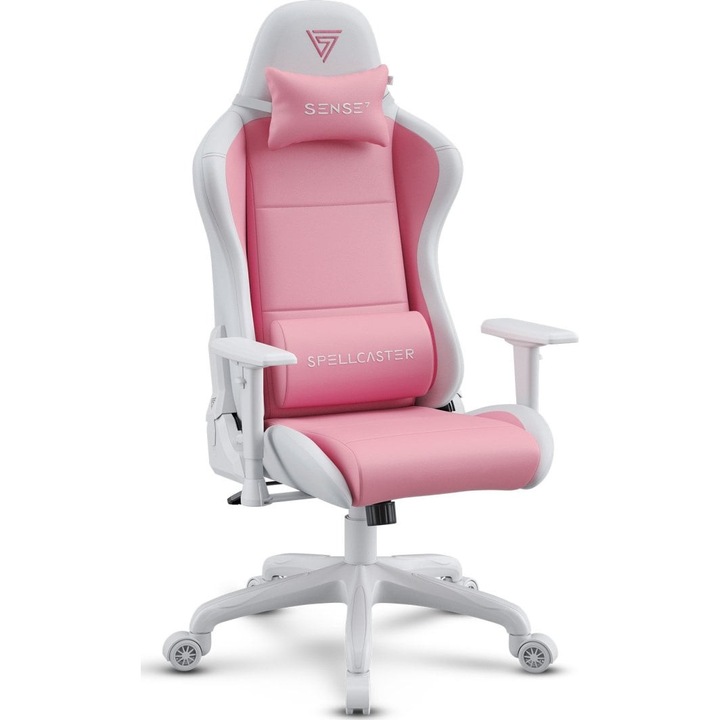 Гейминг столове SENSE7 Spellcaster Fuku, еко кожа, 150kg, розово
