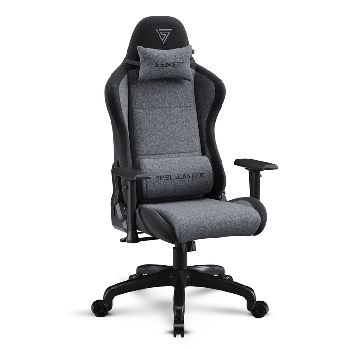 Гейминг столове SENSE7 Spellcaster Fuku, От текстил, 150 кг, Сив