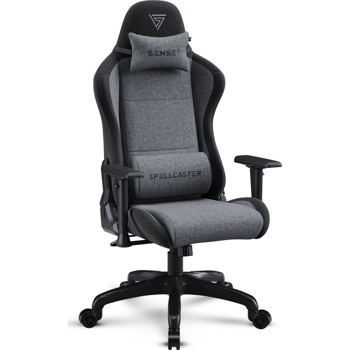 Гейминг столове SENSE7 Spellcaster Fuku, От текстил, 150 кг, Сив