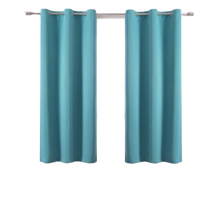 2 szoba sötétítő függöny készlet Hőszigetelt gyűrűk hálószobához 115 x 140 cm türkizkék