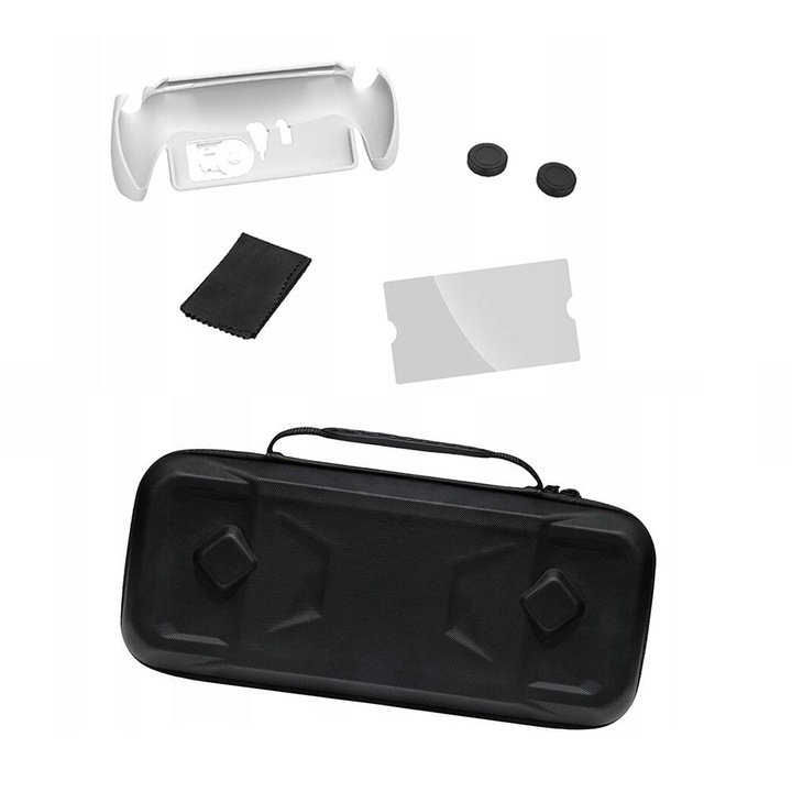Set 5in1: carcasa, folie LCD, capacul consolei, 2x huse din cauciuc pentru nasturi (set de 2) pentru Sony PlayStation PS Portal / P5195