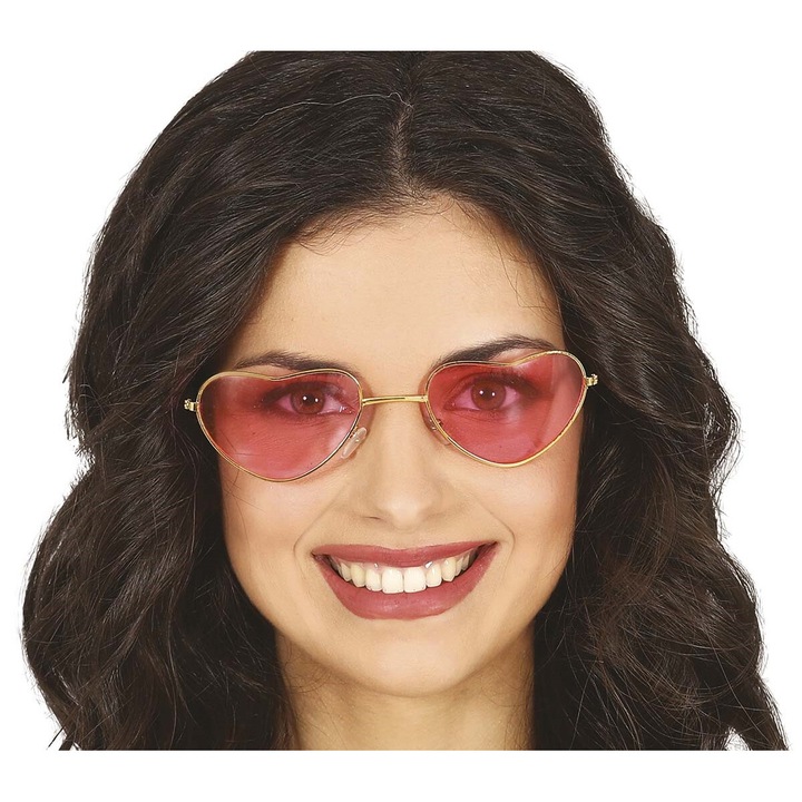 Ochelari rosii forma inima hippie