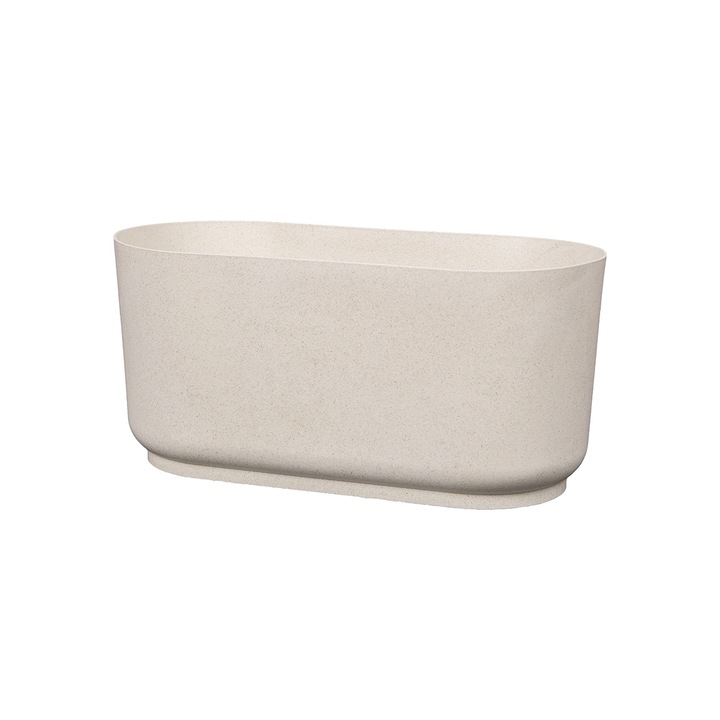 Jardiniera Satina Eco Wood, dimensiune 27 cm, alb piatra, plastic, Plastor Trading
