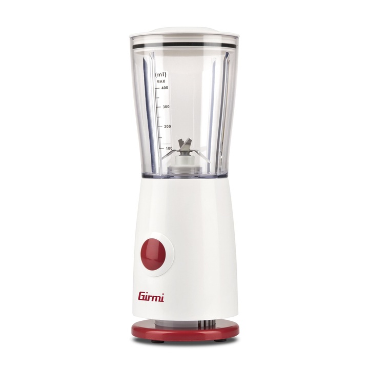 Girmi FR03 kompakt elektromos turmixgép, 170 W teljesítmény, 400 ml-es keverőpohár és rozsdamentes acél pengék, Fehér (FR0301)