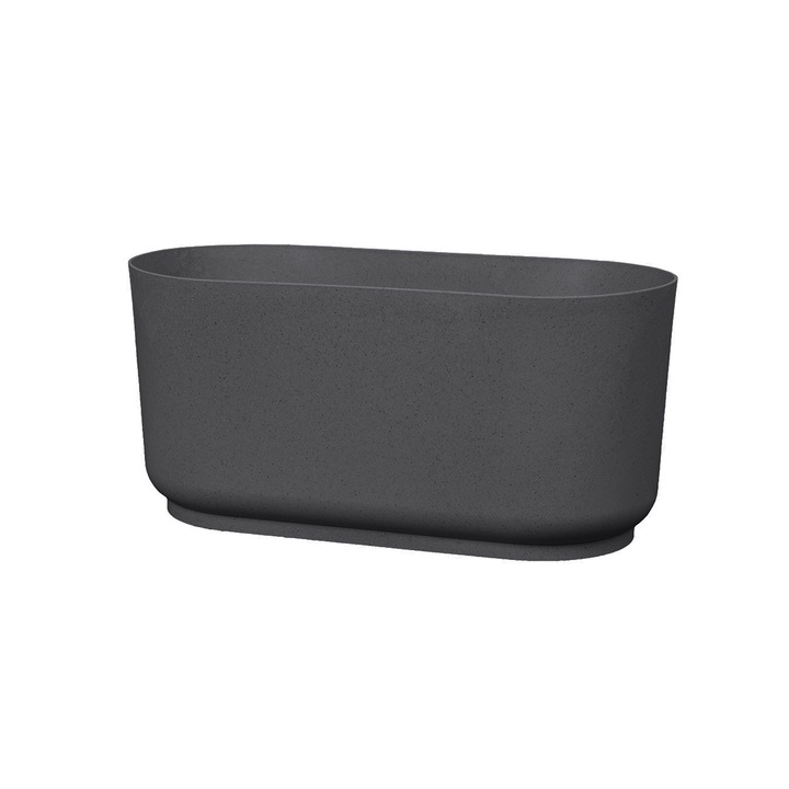 Jardiniera Satina Eco Wood, dimensiune 27 cm, antracit piatra, plastic, Plastor Trading