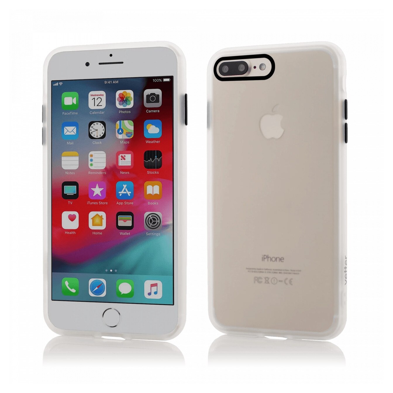Husa de protectie Vetter pentru iPhone 8 Plus, 7 Plus, Clip-On Hybrid Protection, Shockproof Soft Edge and Rigid Matte Back Cover, Transparent