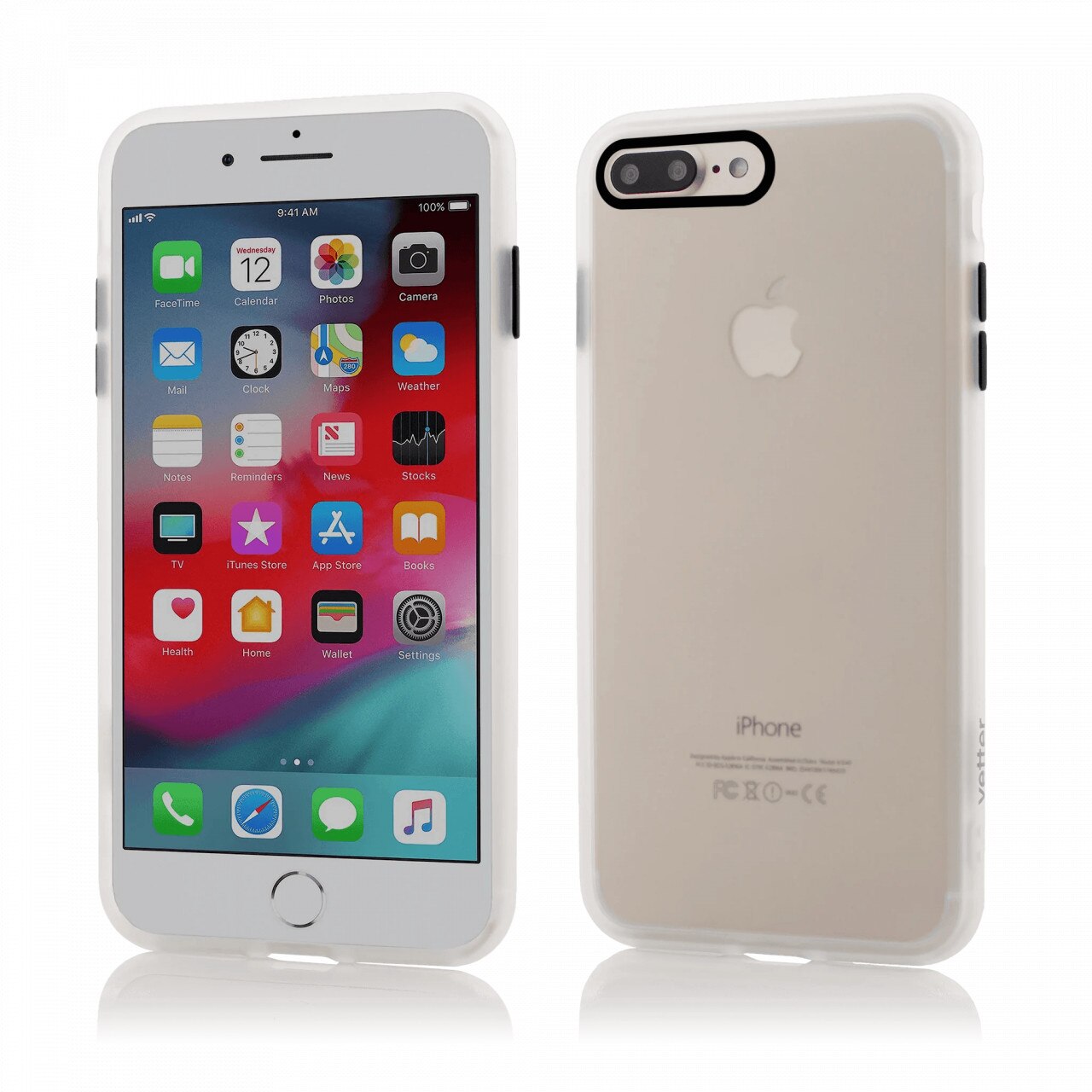 Husa de protectie Vetter pentru iPhone 8 Plus, 7 Plus, Clip-On Hybrid Protection, Shockproof Soft Edge and Rigid Matte Back Cover, Transparent