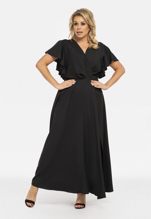 AKSENA rochie maxi neagra, Negru