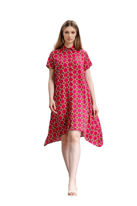 RVL női ruha, D3741A, ing típusú, fukszia