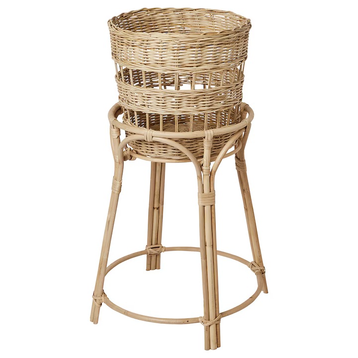 Rattan növénytartó, kézzel készített, 66 cm