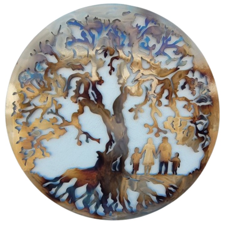 Decor perete, Copacul vietii, familie cu 4 membri, 2 baieti, 60 x 60