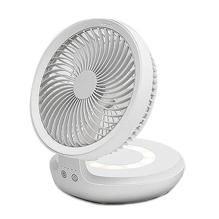 Вентилатор, акумулаторен, малък настолен вентилатор, 3 скорости, кука, преносим USB, регулируем на 90°