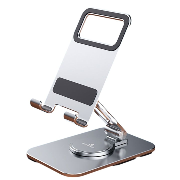 Suport tableta HERUSI aluminiu silicon argintiu gri 7.5x12.5x5cm