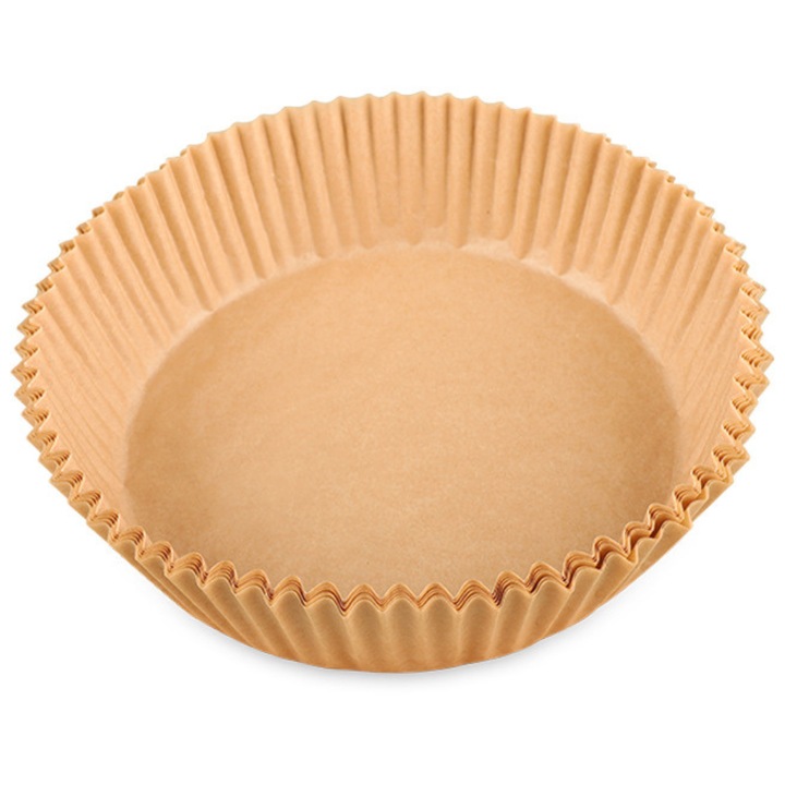 Set 100 bucati hartie de copt, SDEPOT®, de unica folosinta, pentru air fryer, maro, Rotunde