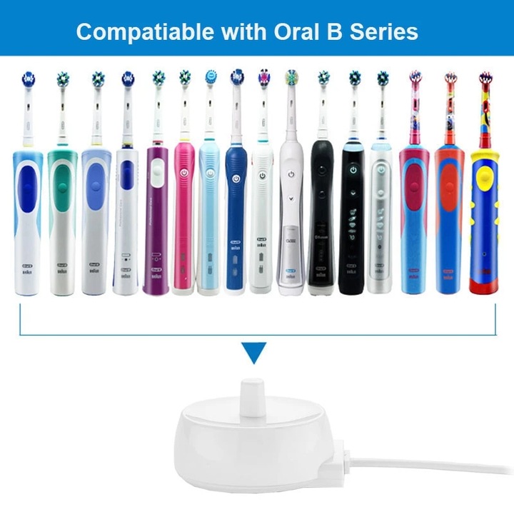 Преносимо зарядно с USB електрическа четка за зъби, за Oral B, бяло