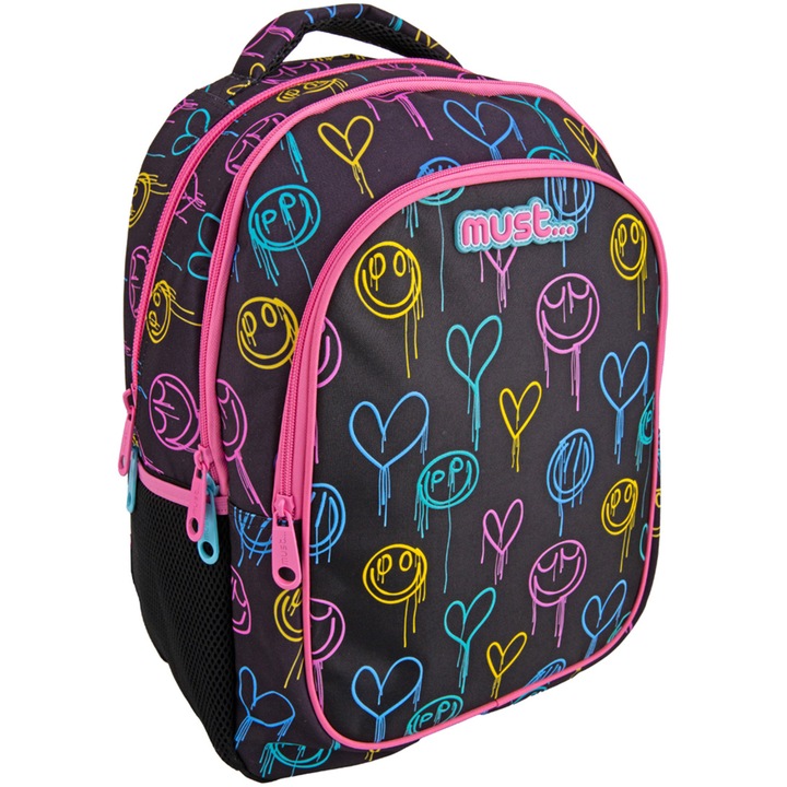 Ghiozdan, Must Expression, 3 compartimente, 32x18x43 cm,design inimi