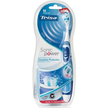 Periuta de dinti electrica sonica Trisa Sonic Power Complete Protection Medium, 26000 vibratii/min, Acumulator 661910, Albastru