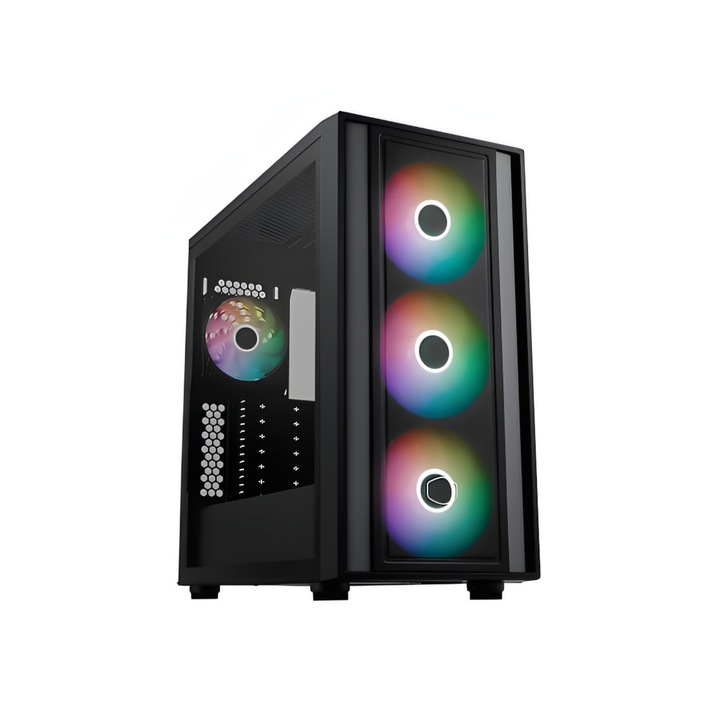 Carcasa PC MasterBox 600, COOLER MASTER, cu fereastra laterala, filtru anti-praf, 230 x 481 x 474 mm, negru