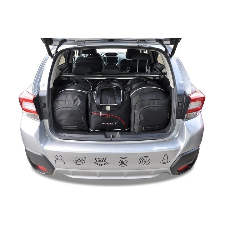 Set de genti auto KJUST pentru Subaru XV 2017+, 4 piese, impermeabile, cu roti din cauciuc, maner extensibil