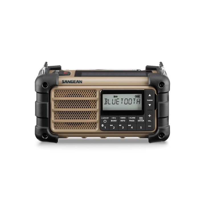Radio solar de urgenta Sangean MMR-99 Desert Tan FM/AM/Bluetooth, maro